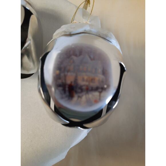 VINTAGE ASHTON DRAKE GALLERIES SET‎ OF 3 THOMAS KINKADE SLEIGH BELLS ORNAMENTS - Picture 10 of 10
